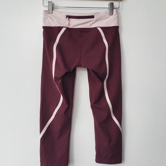Lululemon Run Inspire Crop Maroon Leggings - Picture 4 of 7